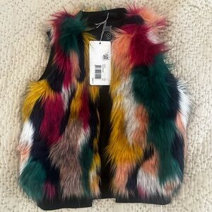 Zadig & Voltaire multi color faux fur vest
